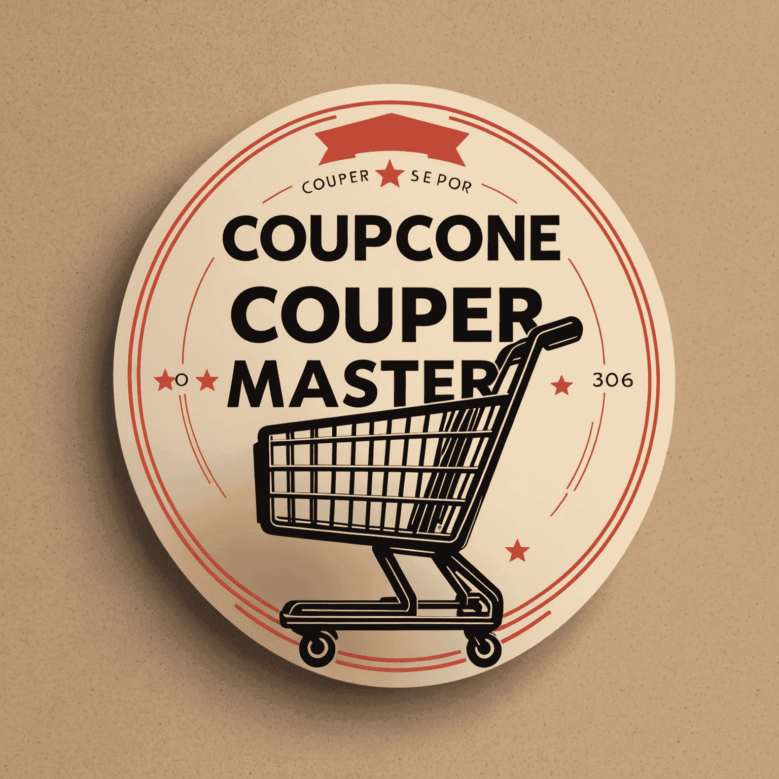 Coupon Master logo featuring a stylized shopping cart with a percentage sign