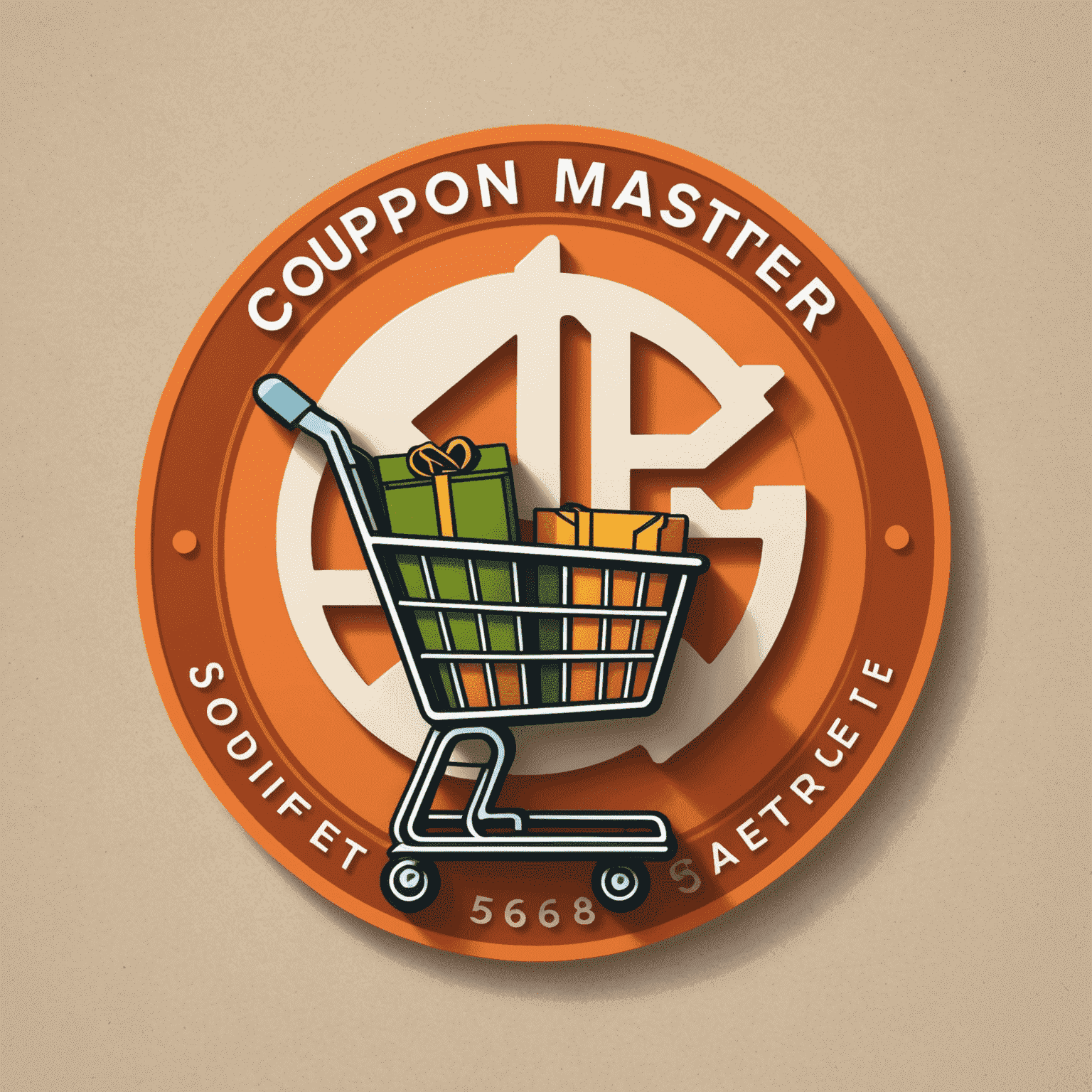 Coupon Master logo featuring a stylized shopping cart with a percentage sign
