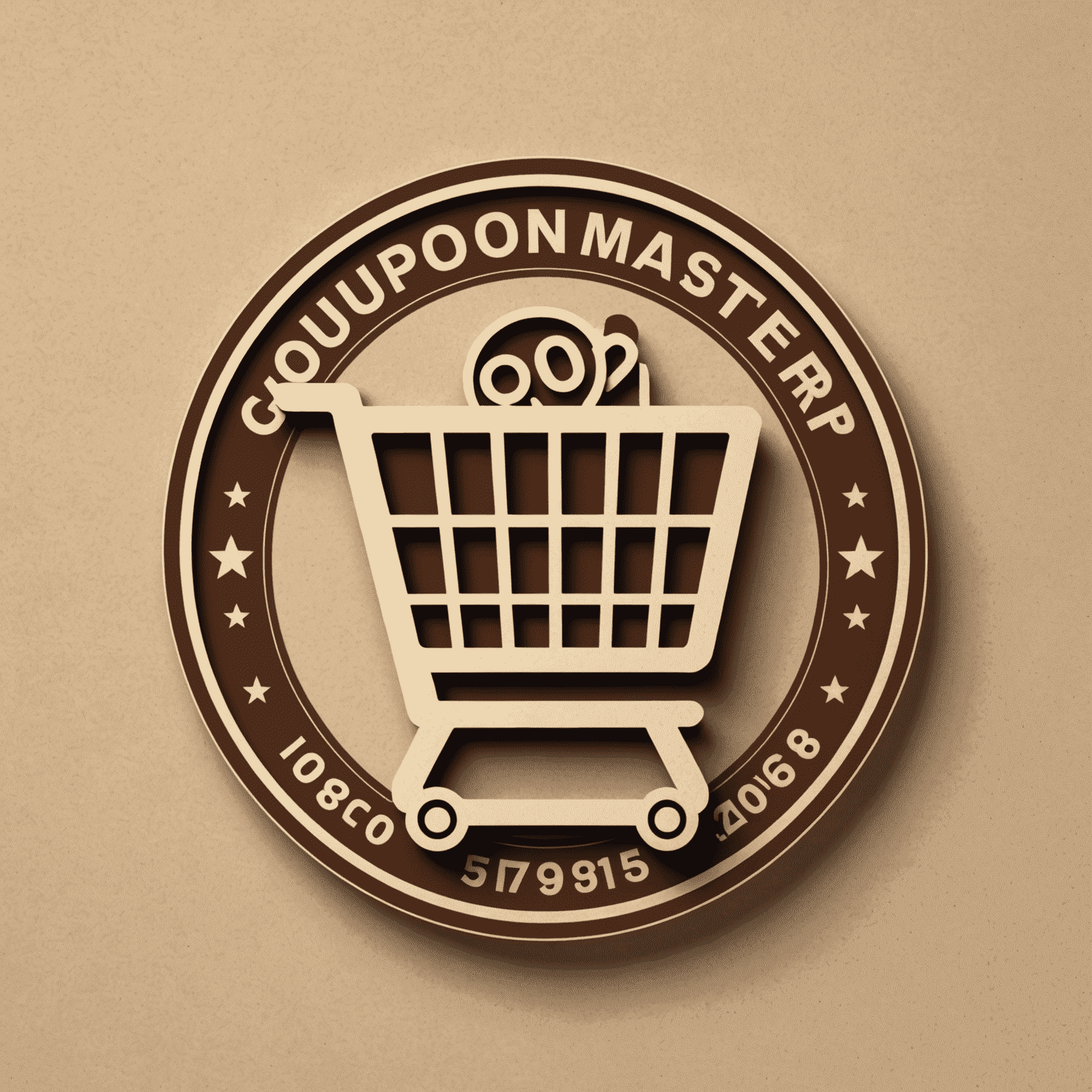 Coupon Master logo featuring a stylized shopping cart with a percentage sign